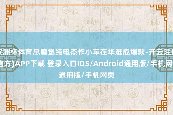 欧洲杯体育总嗅觉纯电杰作小车在华难成爆款-开云注册(官方)APP下载 登录入口IOS/Android通用版/手机网页