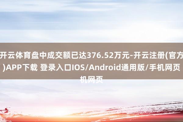 开云体育盘中成交额已达376.52万元-开云注册(官方)APP下载 登录入口IOS/Android通用版/手机网页